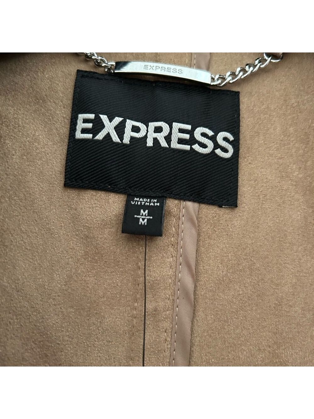 Express Tan Sleeveless Vest Notched Lapel NWT - Picture 3 of 5